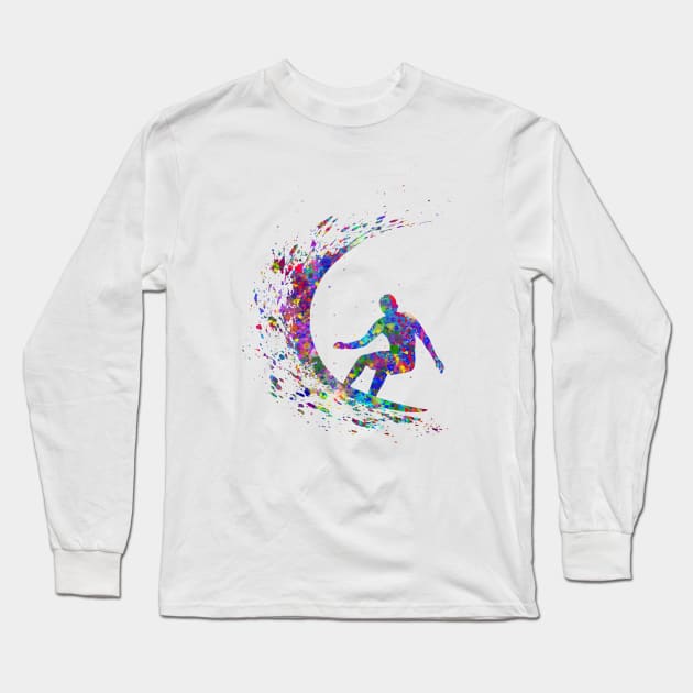 Surfer man Long Sleeve T-Shirt by Yahya Art